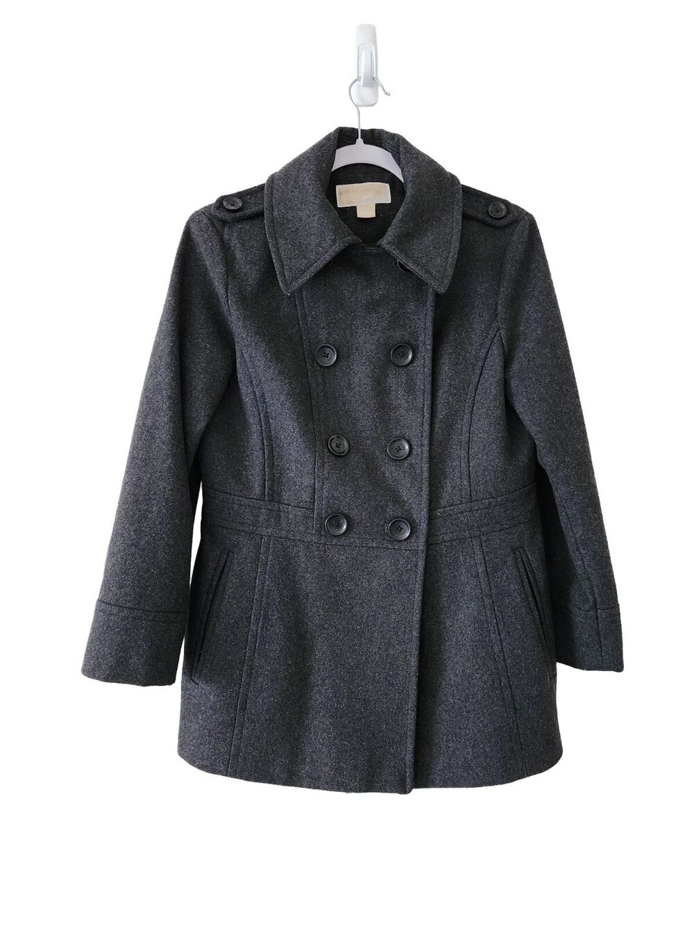 Michael Michael Kors Grey Wool Pea Coat Size S WPL7888 Double Breasted Jacket